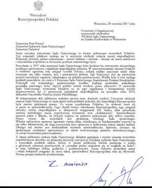Minister Szymańska na uroczystości z okazji 100-lecia Sądu Najwyższego