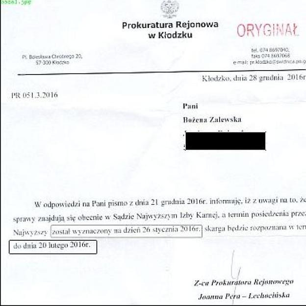 Kolejny skandal w Prokuraturze w Kłodzku. Bożena Zalewska: Jeśli ja mam iść na roboty publiczne to niech Prokuratura wróci do szkoły!